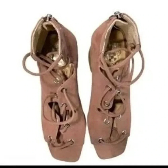 Vince Camuto Pink Suede Lace Up Booties - Picture 4 of 5